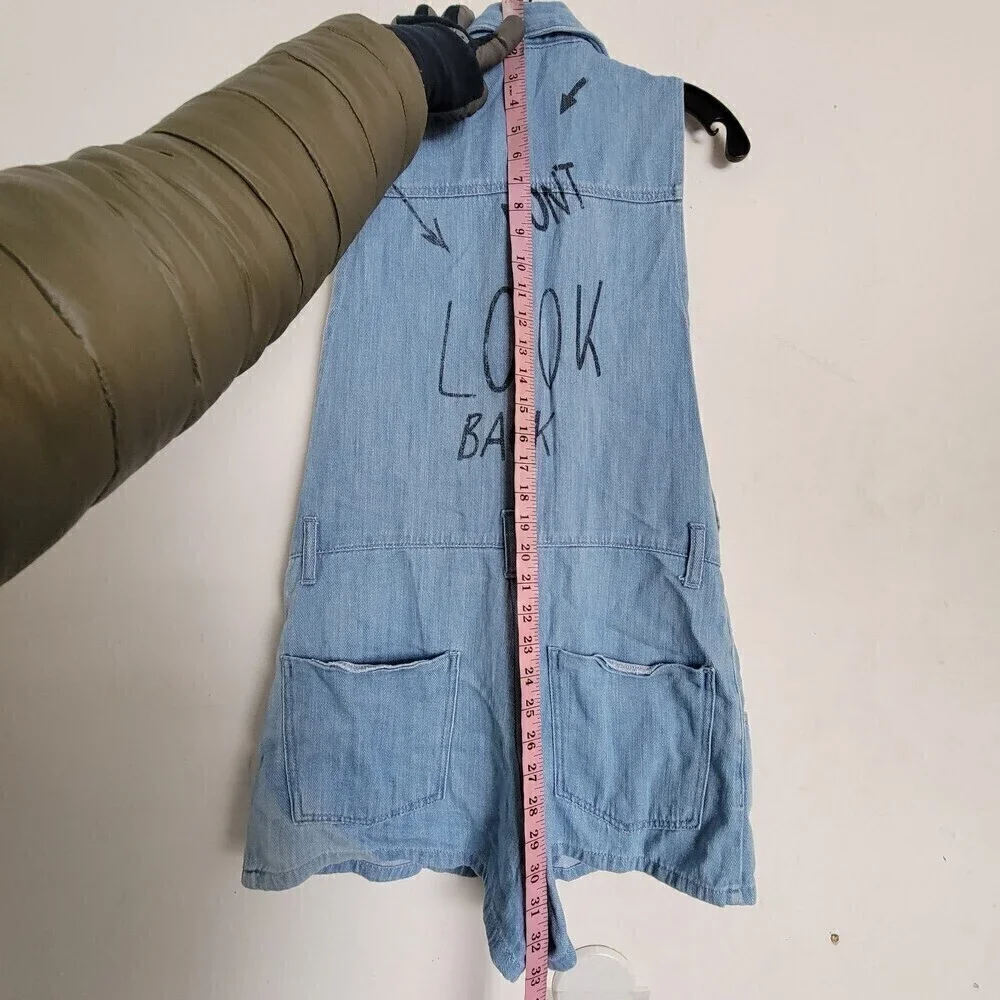ZARA Limited Edition Sleeveless Blue Denim Romper Shorts Don't Look Back Small